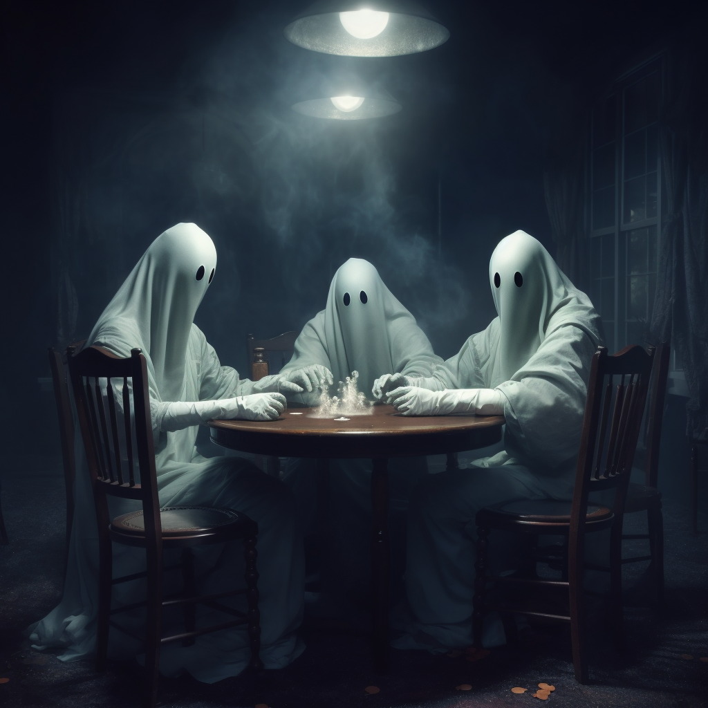 Ghostly poker players having a game