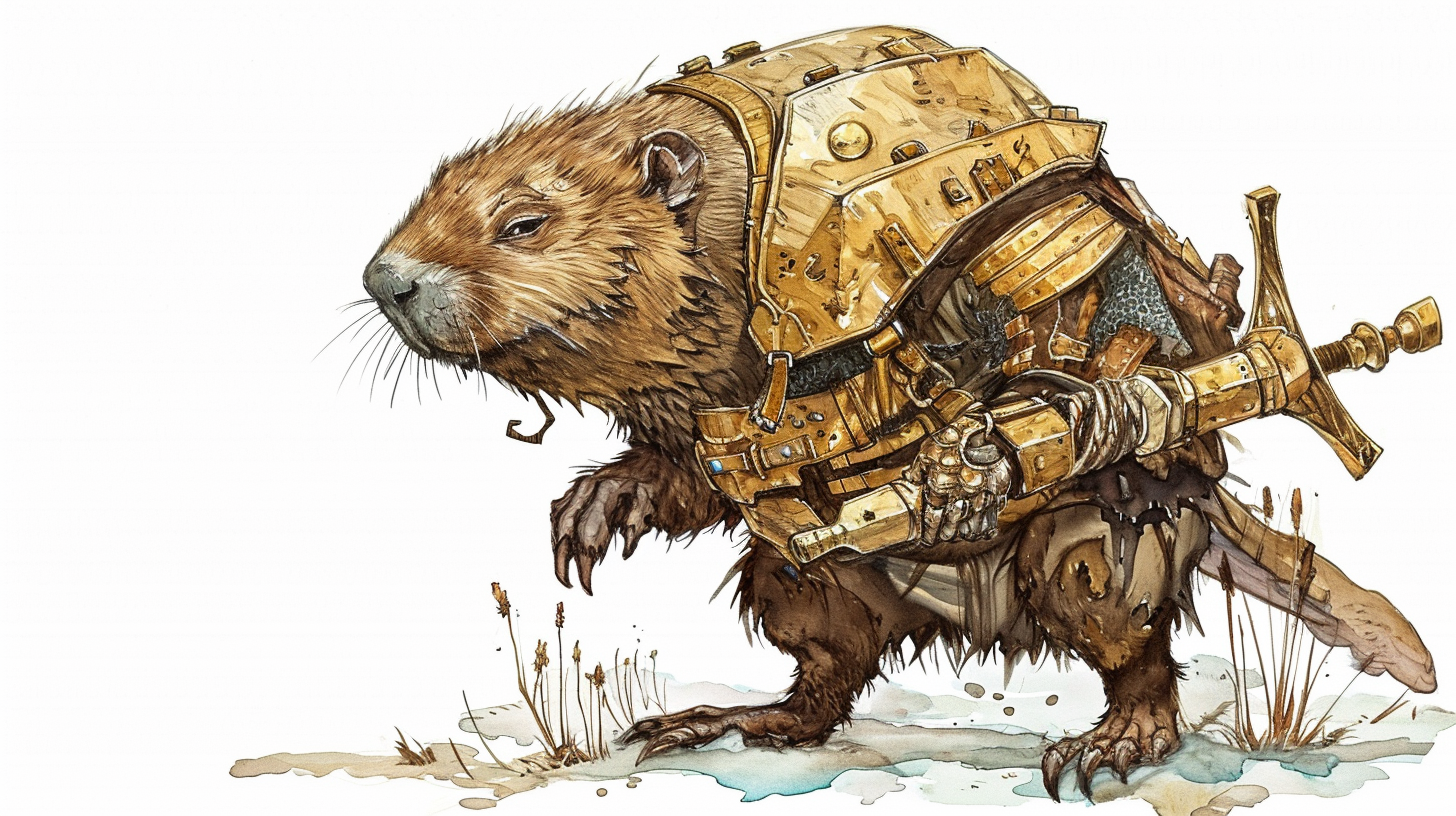 Illustration of a Giant Beaver Carrying a Man