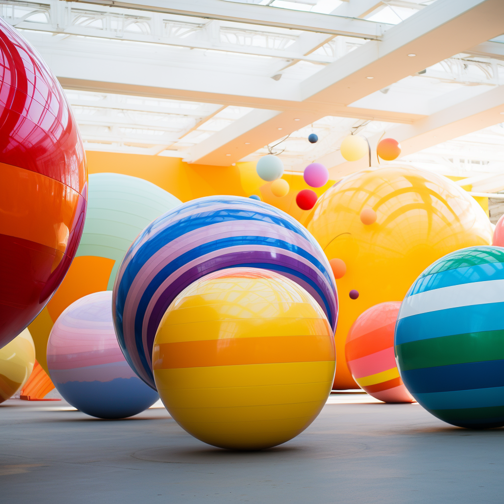 Vibrant fiberglass planets in play area