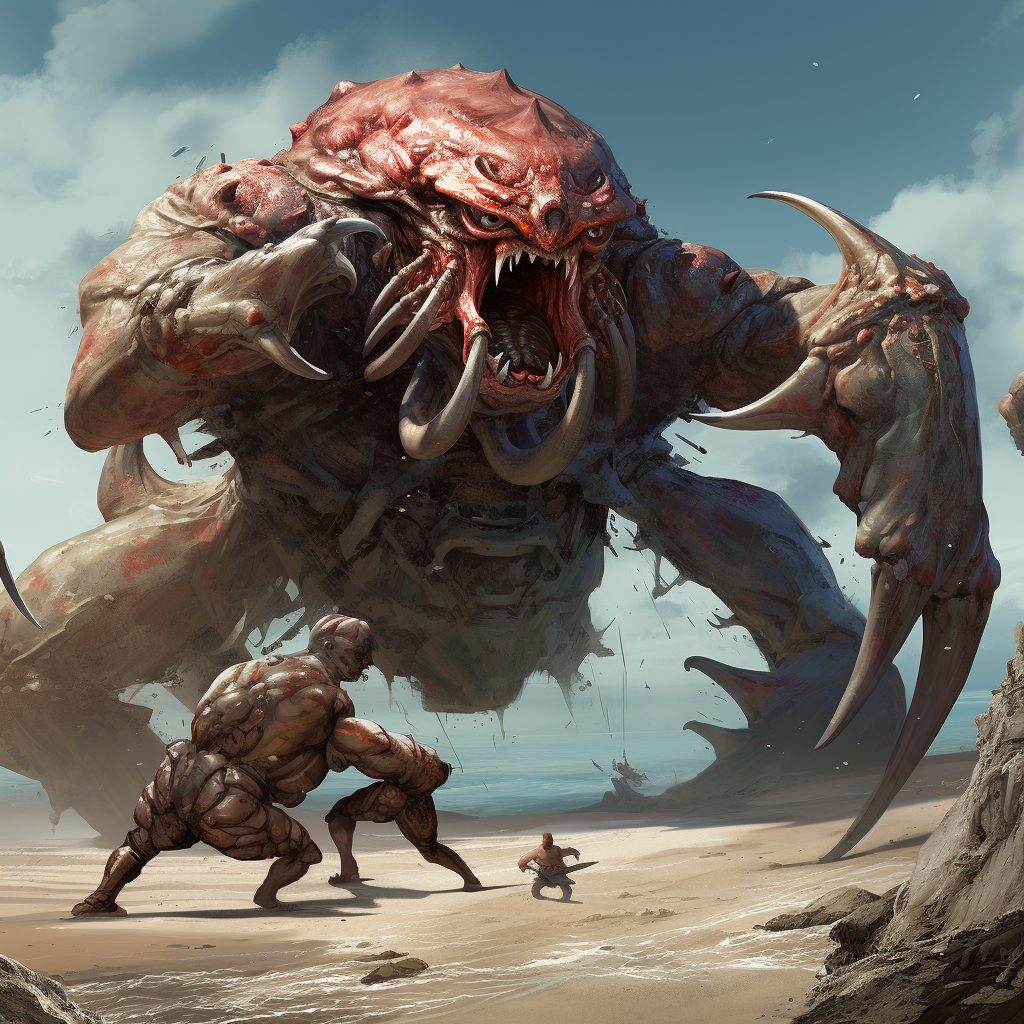 Giant crab battles goristro monster