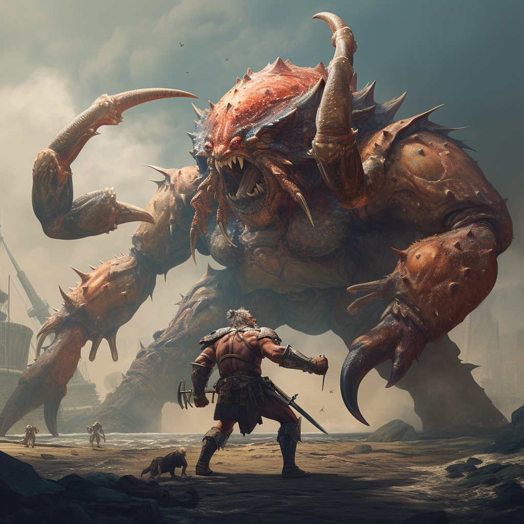 Giant Crab vs Minotaur Battle