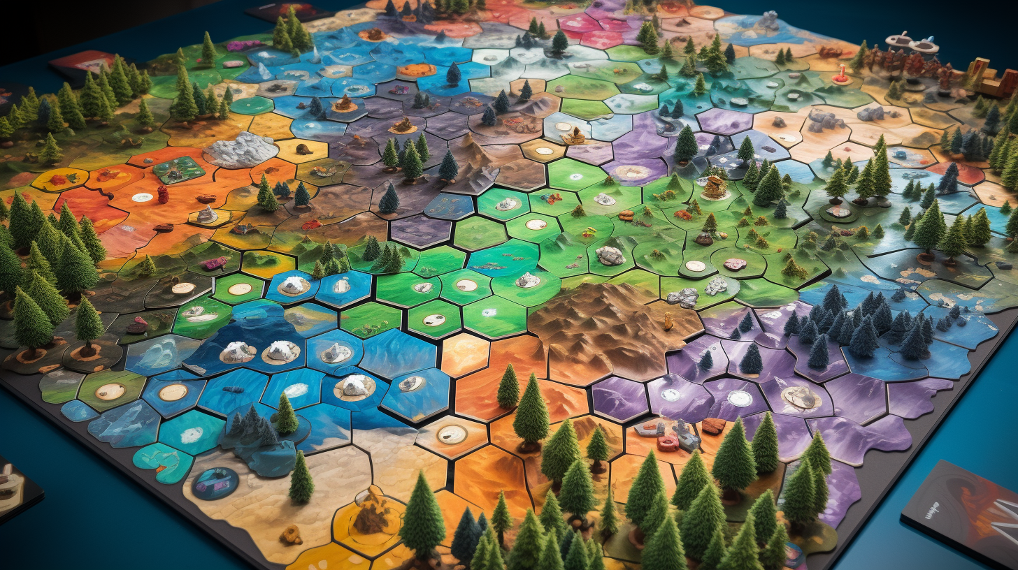 Sparsely populated giant forest in board game cartoon style