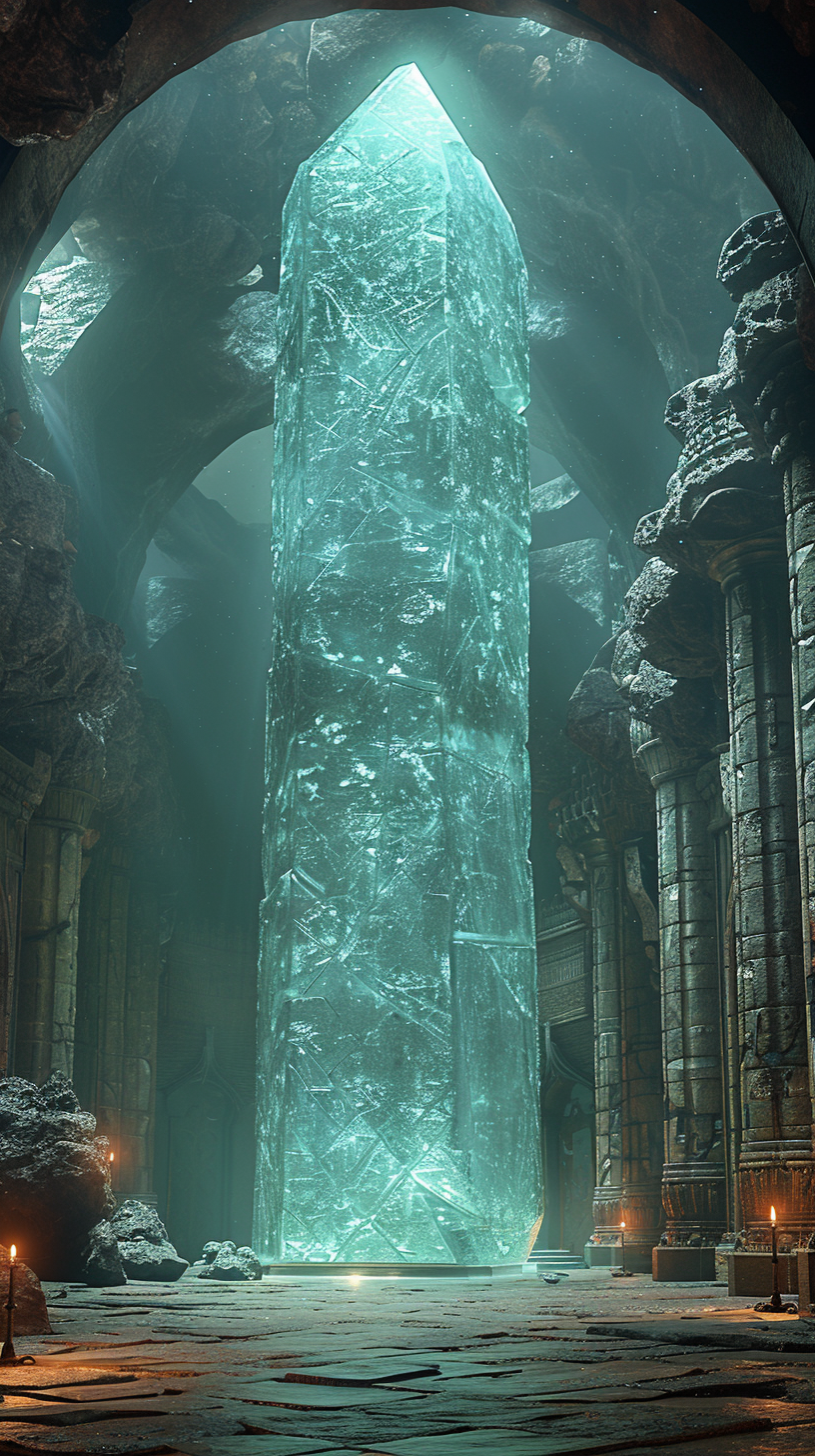 giant ice shard underwater scene