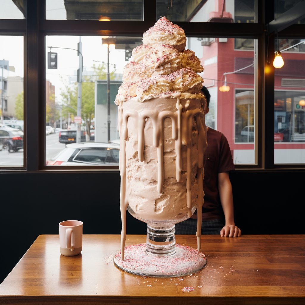 Delicious giant milkshake at a restaurant