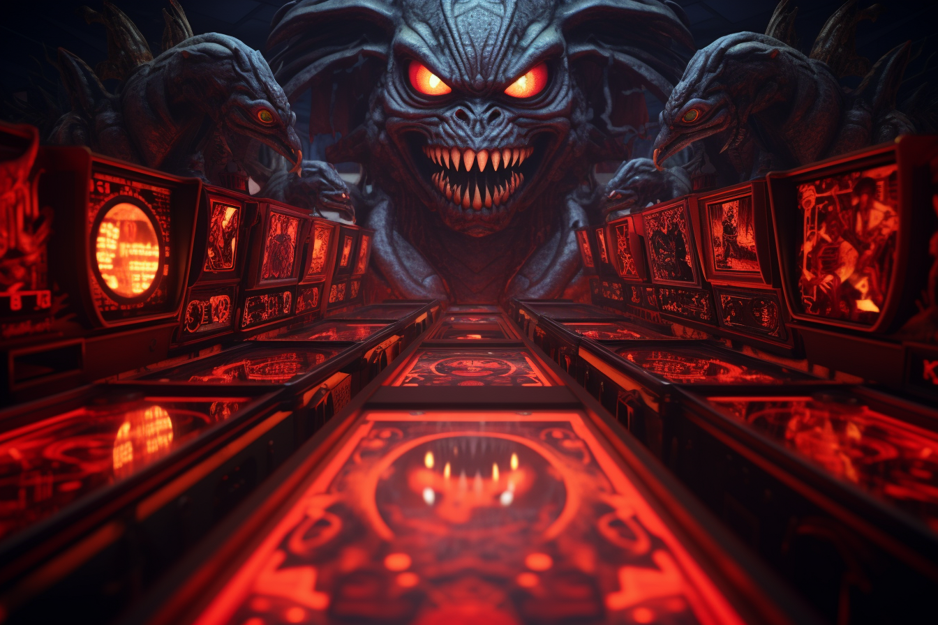 Demonic pinball in arcade machine