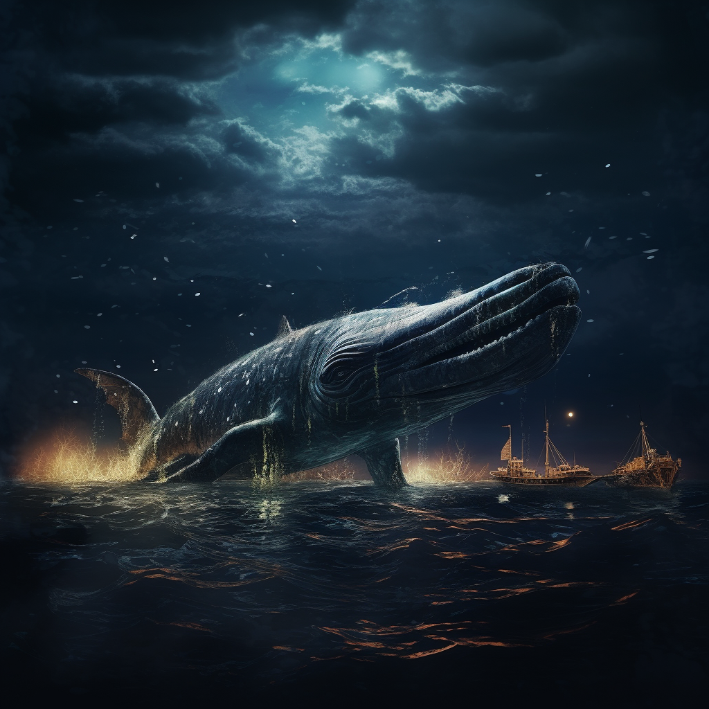 Majestic plesiosaur swimming under moonlit sky