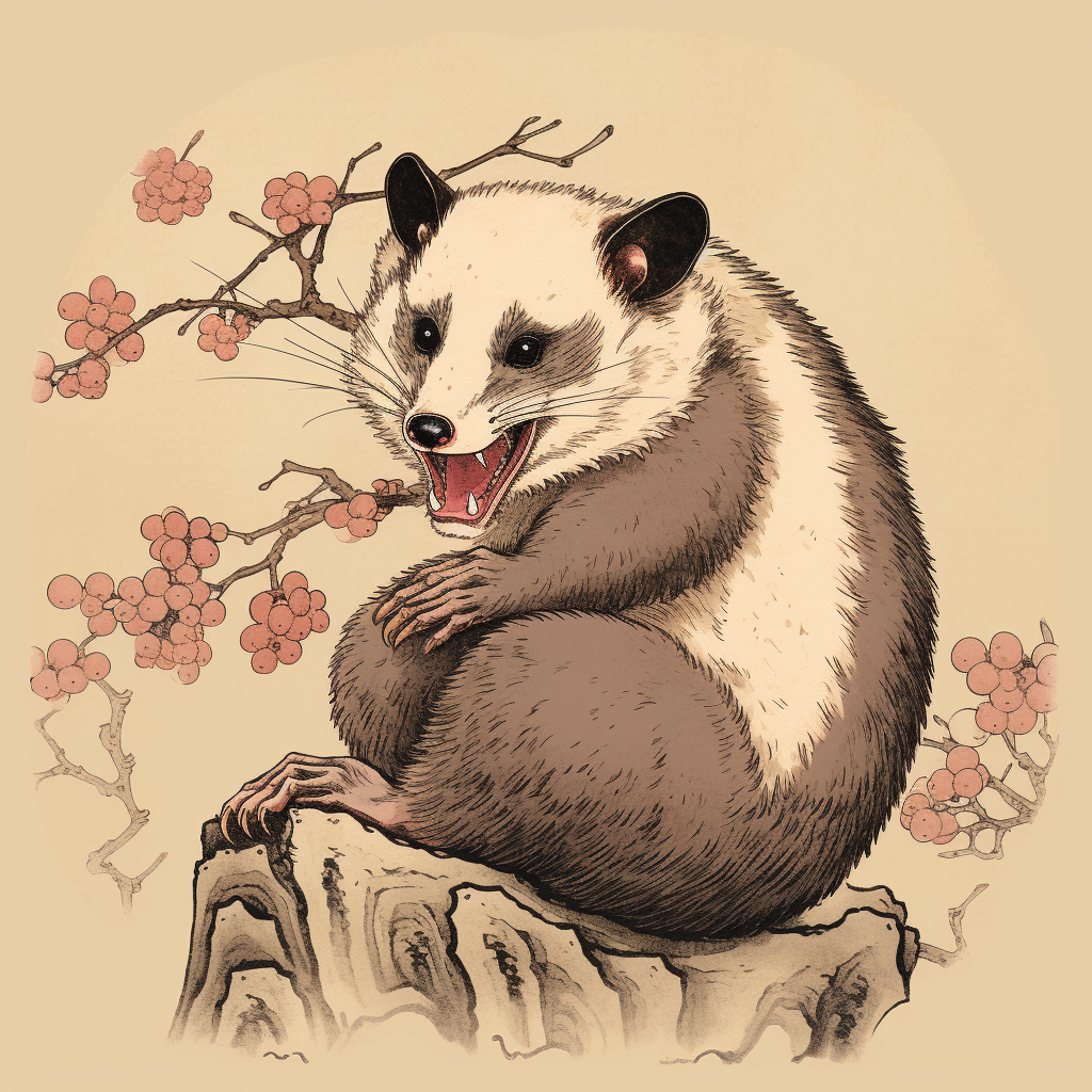 Ancient Japanese art of a giant possum