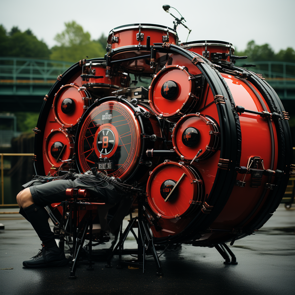 Massive Robotic Drum Set in Football Stadium