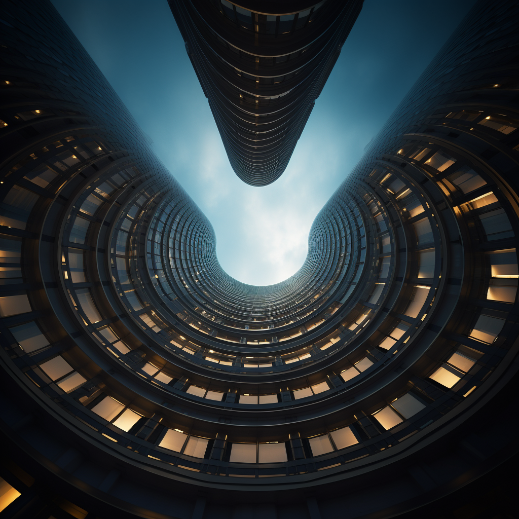 Awe-inspiring skyscraper worms eye view image