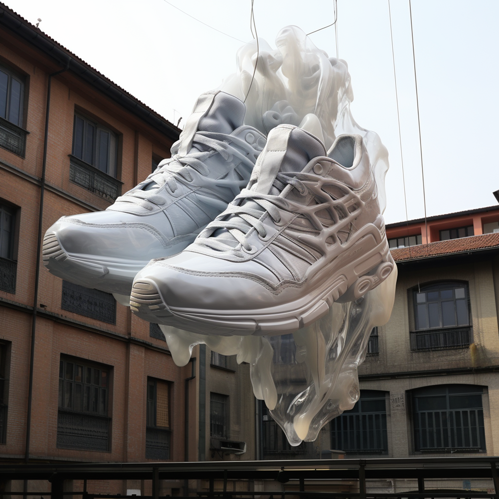 Giant sneaker installation on building in Milan