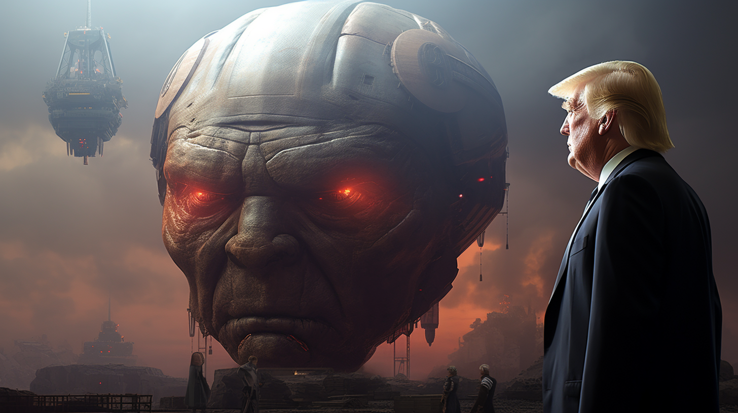 Giant Trump Head with Laser Beams