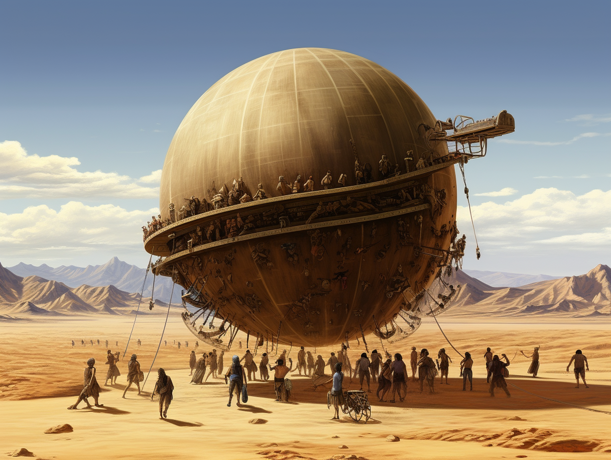 Trojan Army Pushes Giant Wooden Orb Across Desert  ?