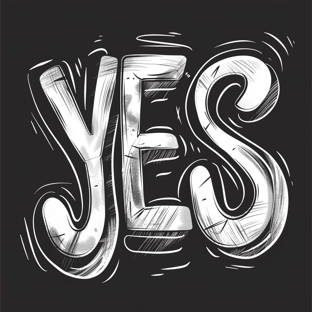 Giant YES Sign on Black Background