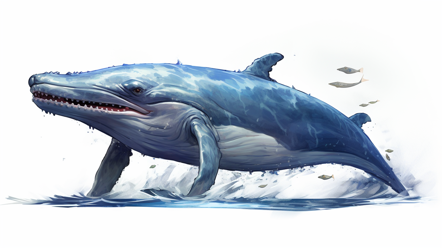 Giant Blue Whale Friend Eating Digital Painting