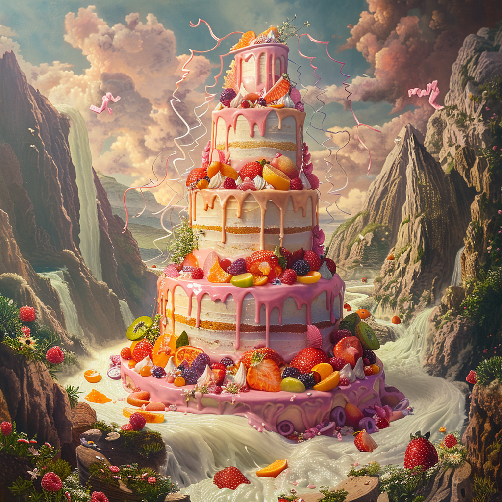 Giant Cake Fantasy Landscape Image