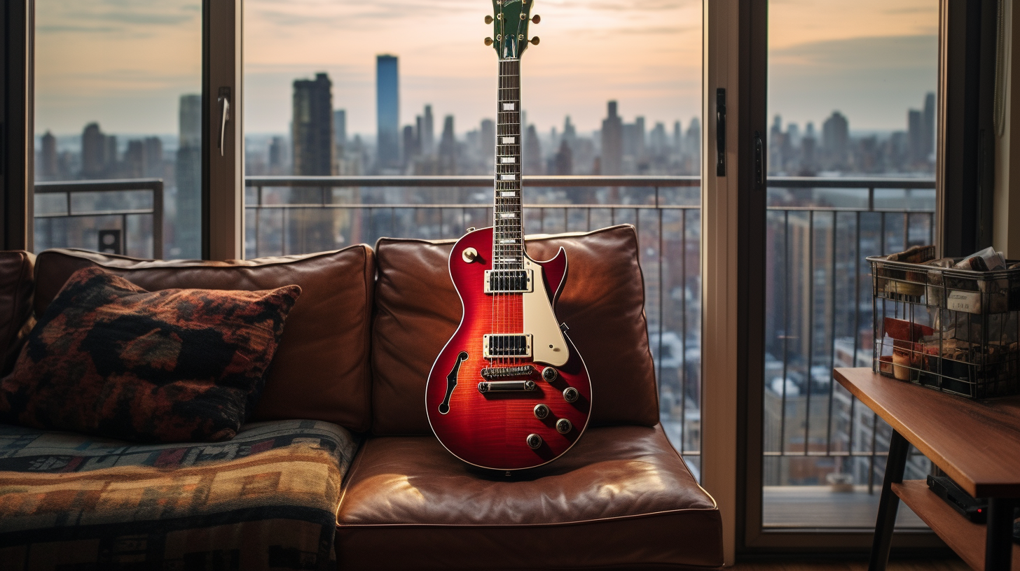 Gibson electric guitar in NYC apartment