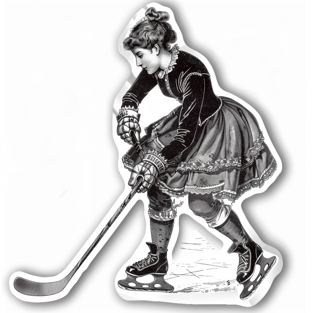 Gibson girl playing ice hockey sticker