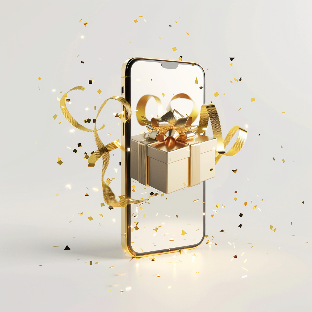 Gold ribbon gift box iPhone