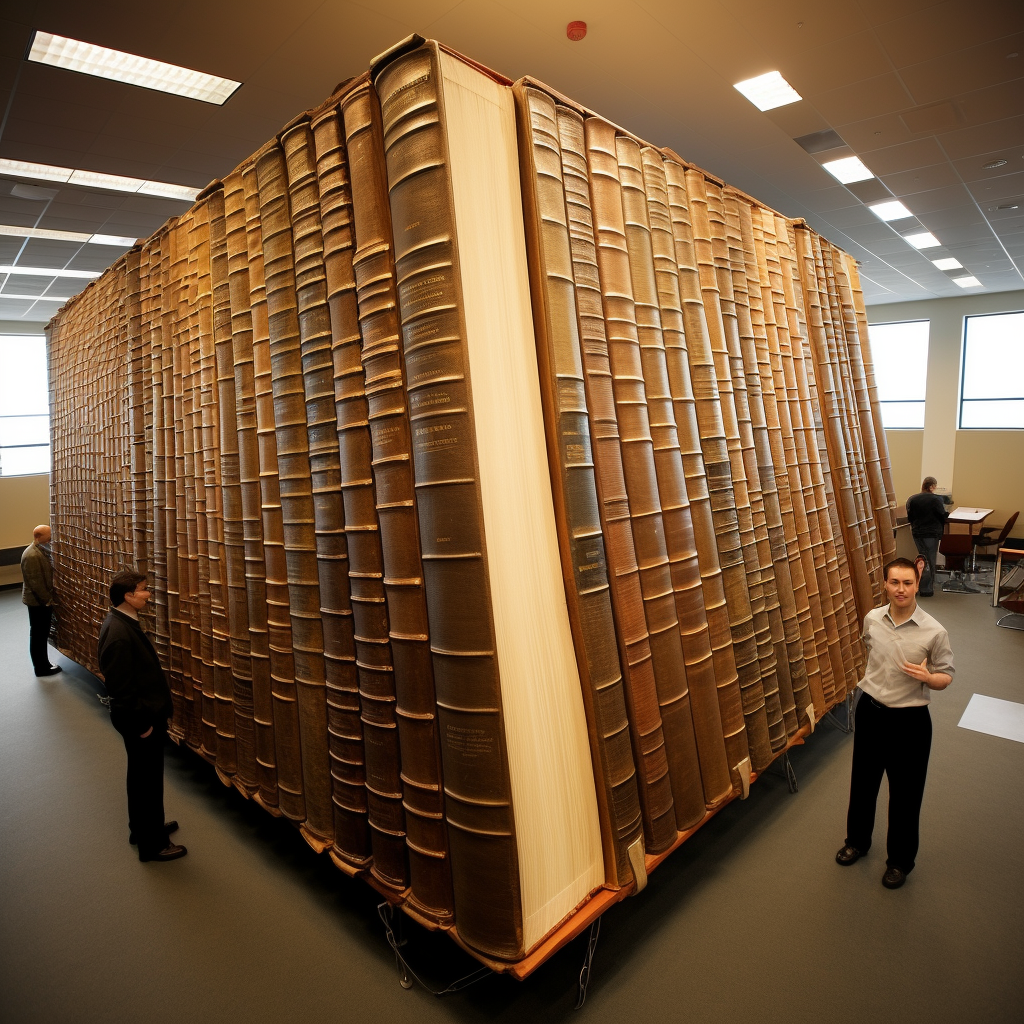 Gigantic man-sized book illustration