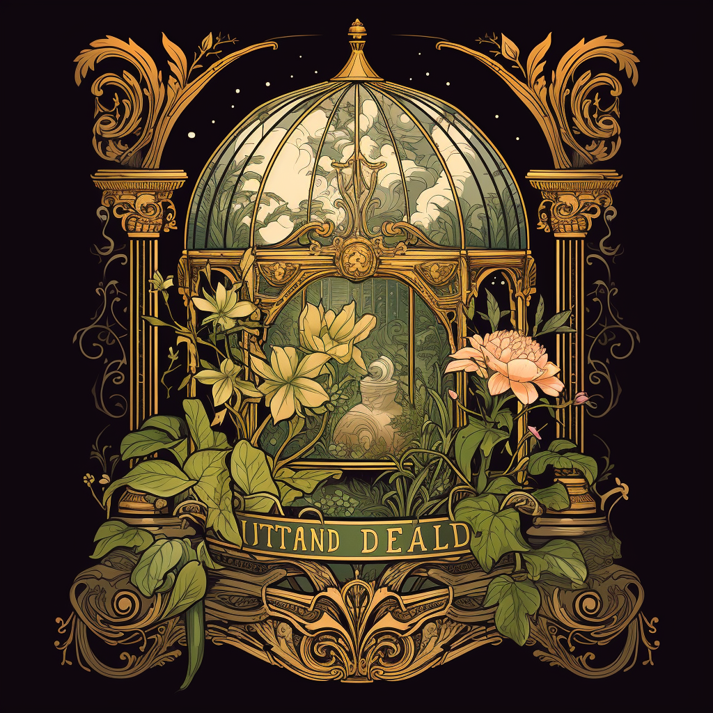 Terrarium Tshirt Print Art Nouveau Style