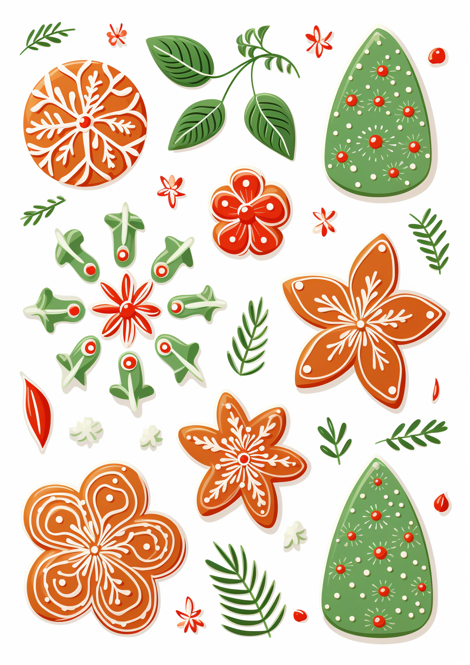 Ginger cookie holiday illustration with festive atmosphere