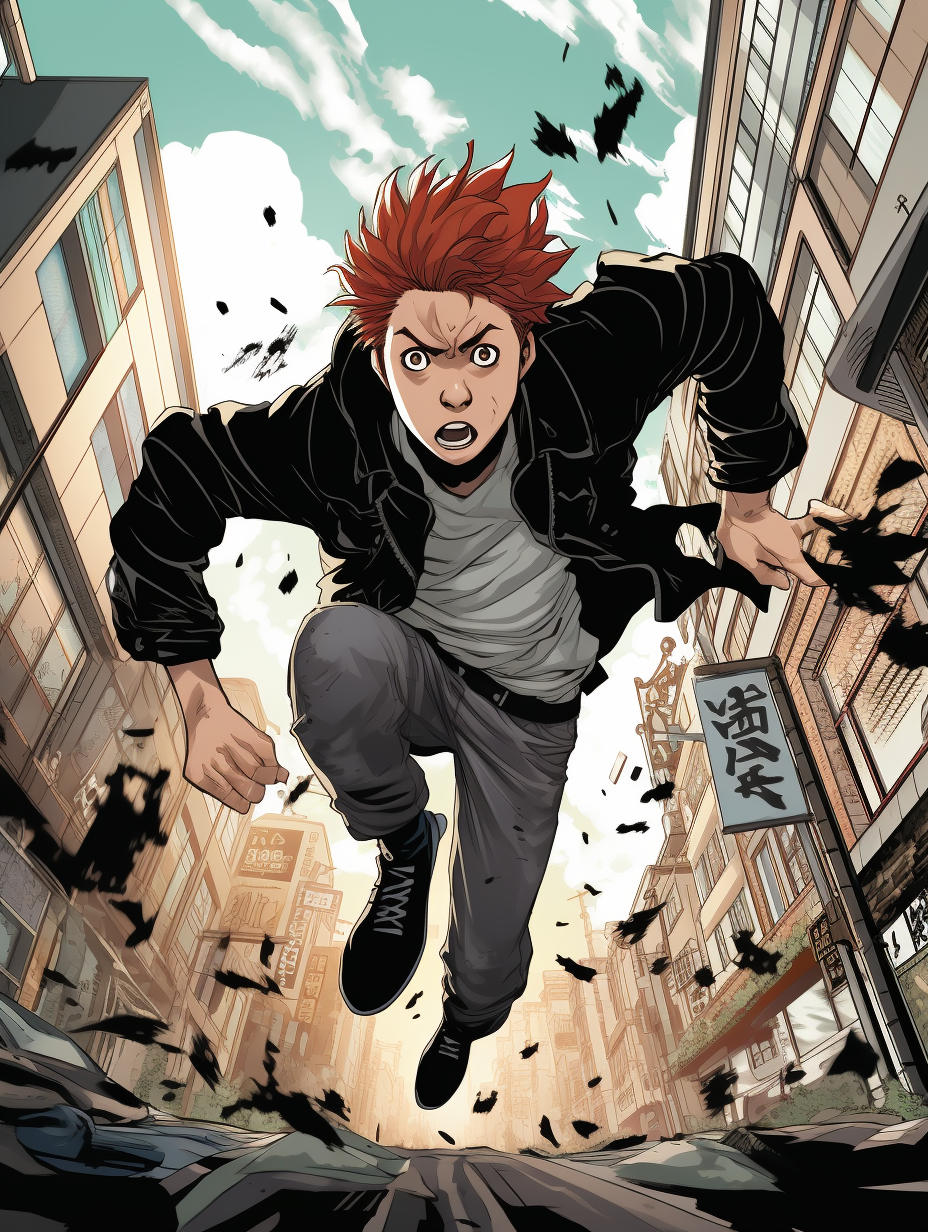 Ginger Haired Teenager Manga Fight