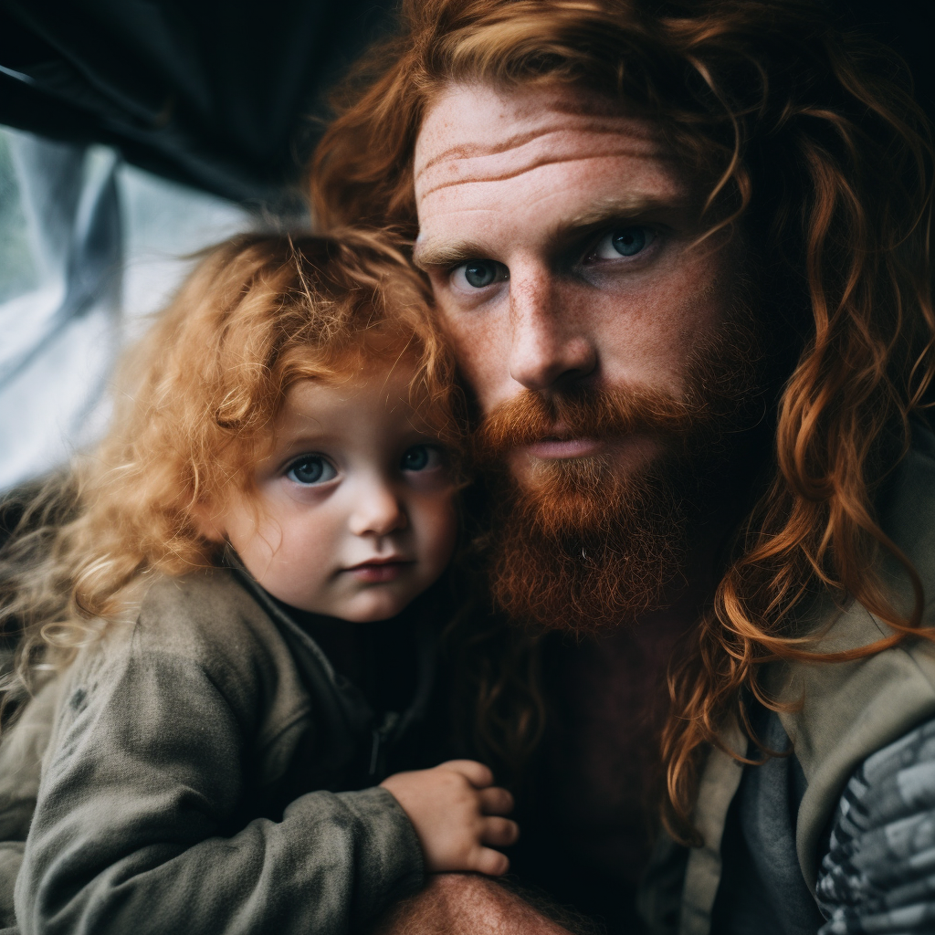 Father and Daughter with Ginger Curly Hair