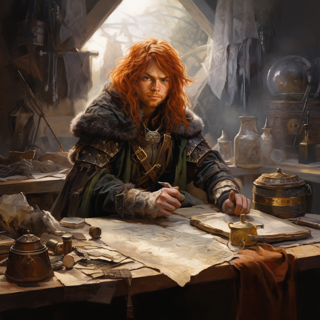 Ginger halfling scammer with winter gear