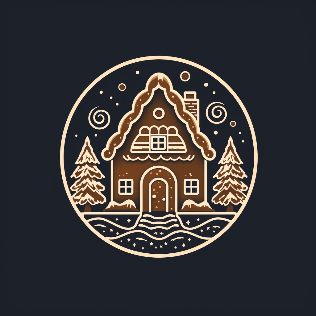 Festive gingerbread Christmas house logo