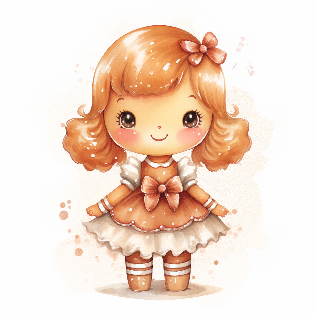 Glossy watercolor gingerbread girl cookie