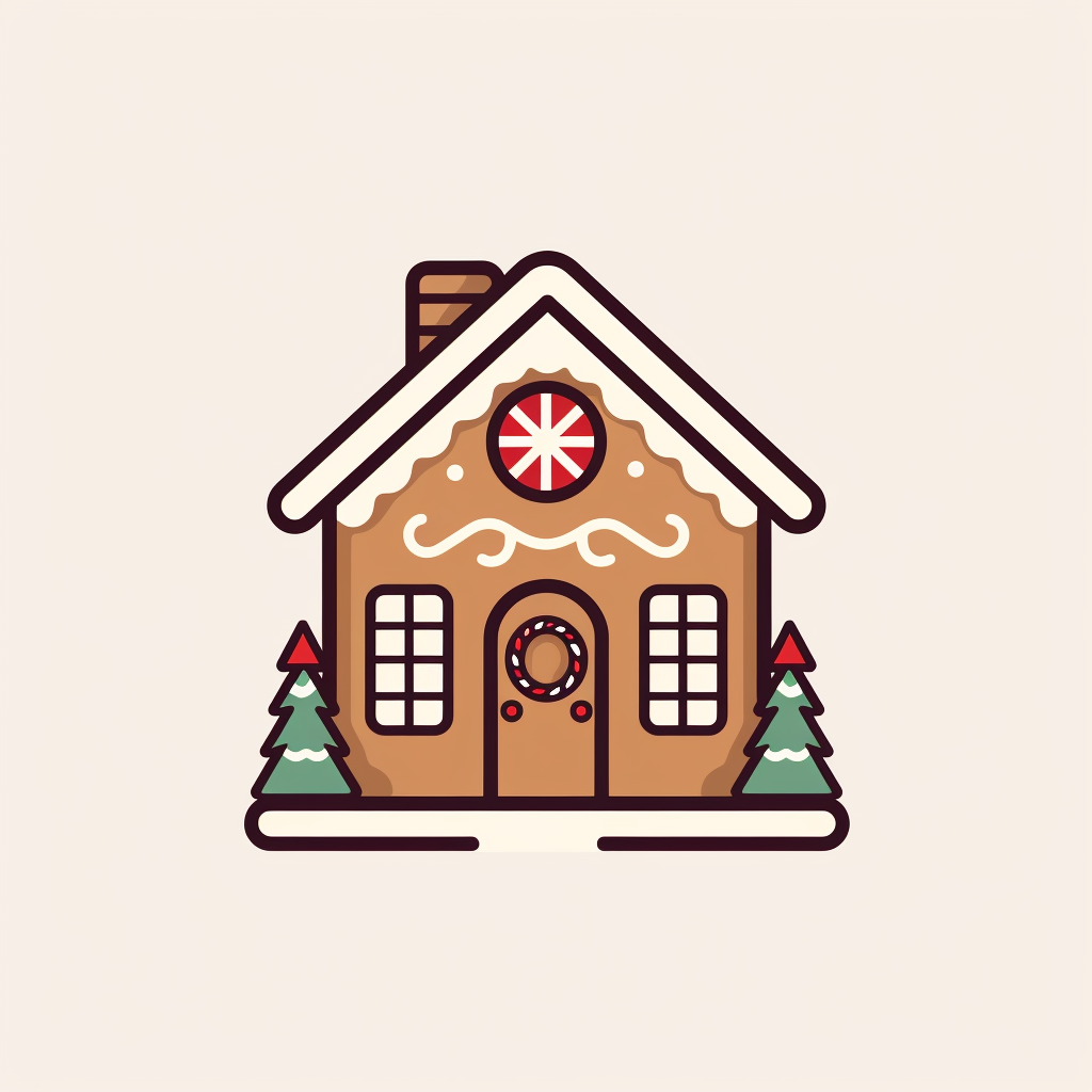 Minimalistic gingerbread house Christmas logo