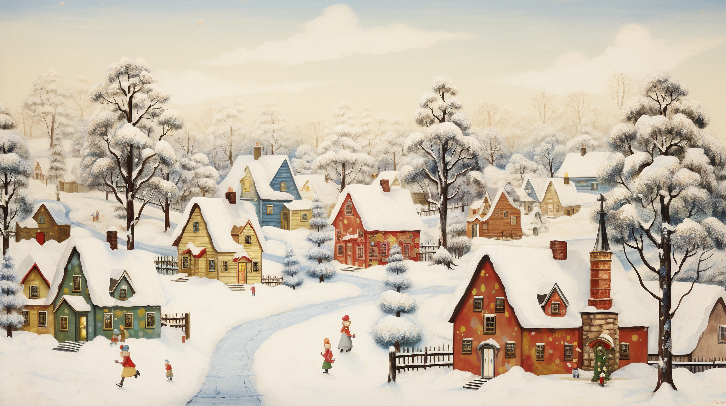 Gingerbread House Village in Snow