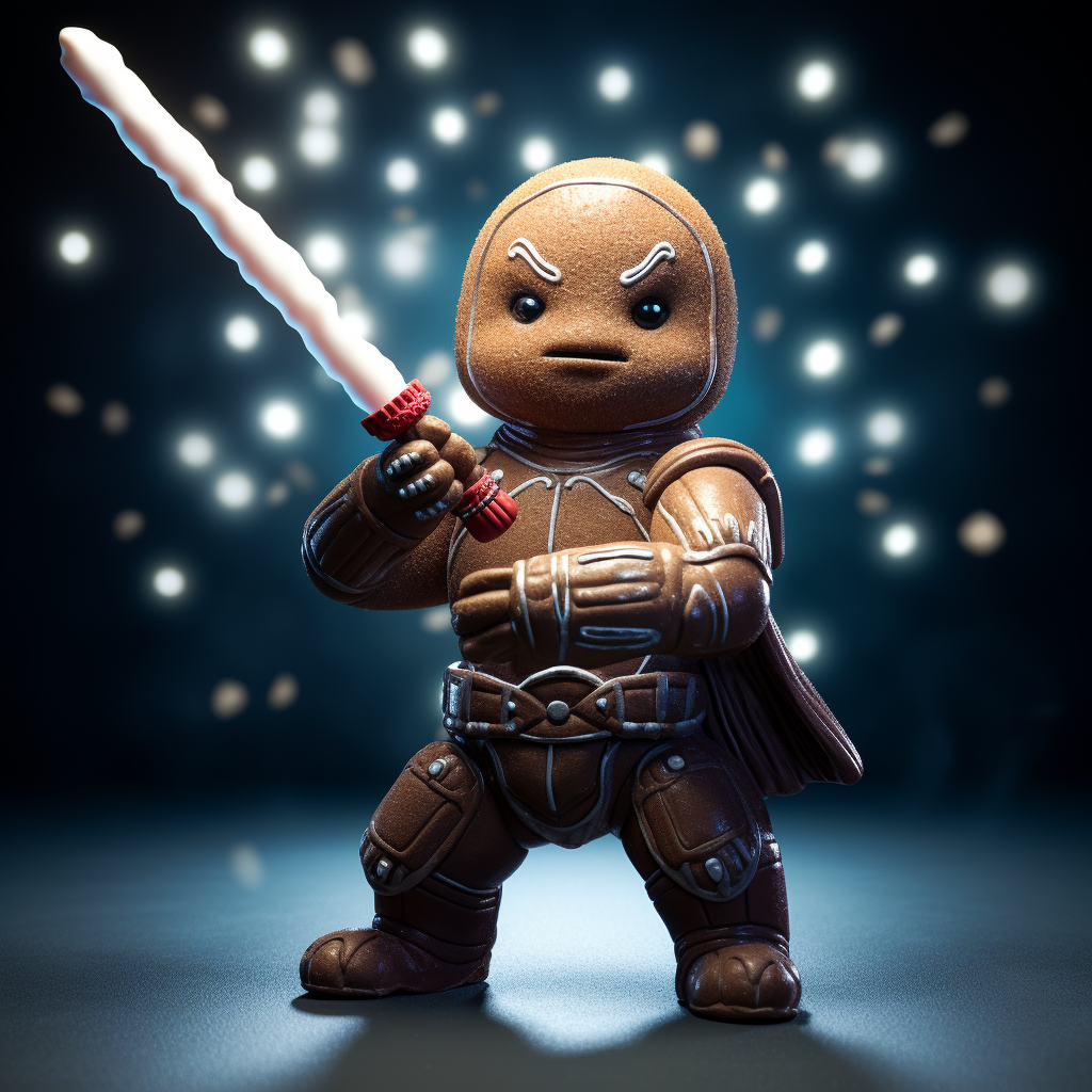 Gingerbread Man with Light Sabre Fighting