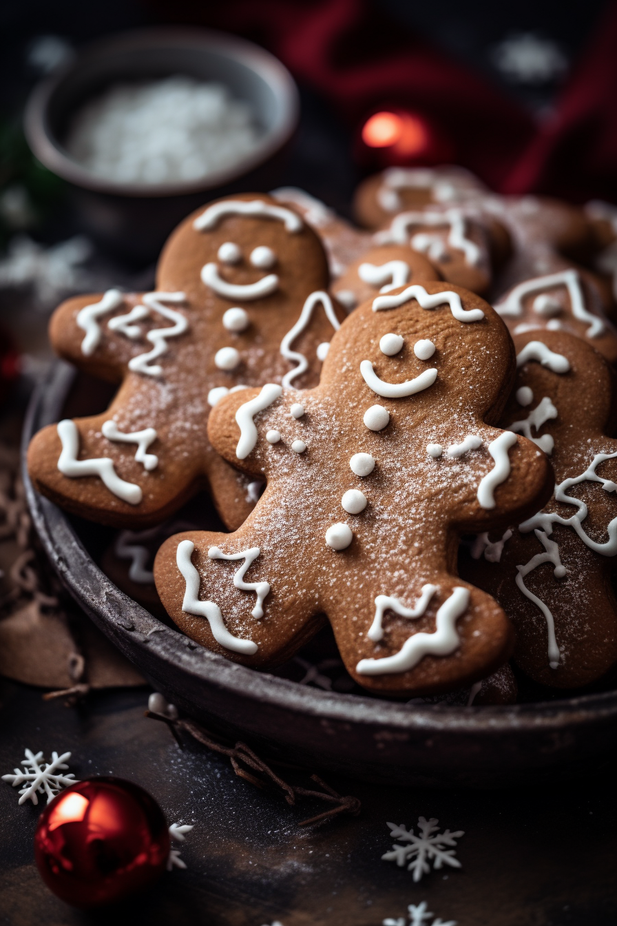 Gingerbread man cookies with intricate frosting design