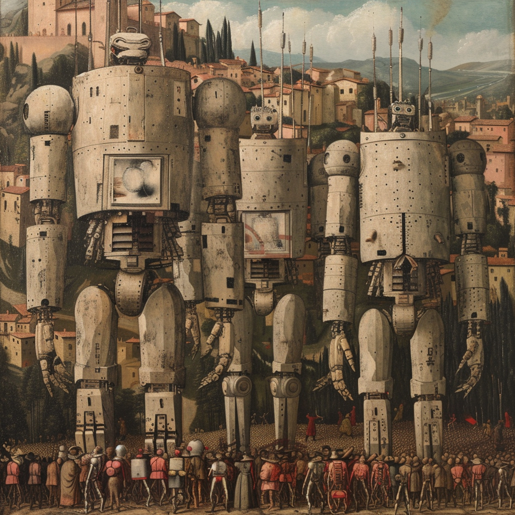 Giotto Robot Army Villages Renaissance Painting