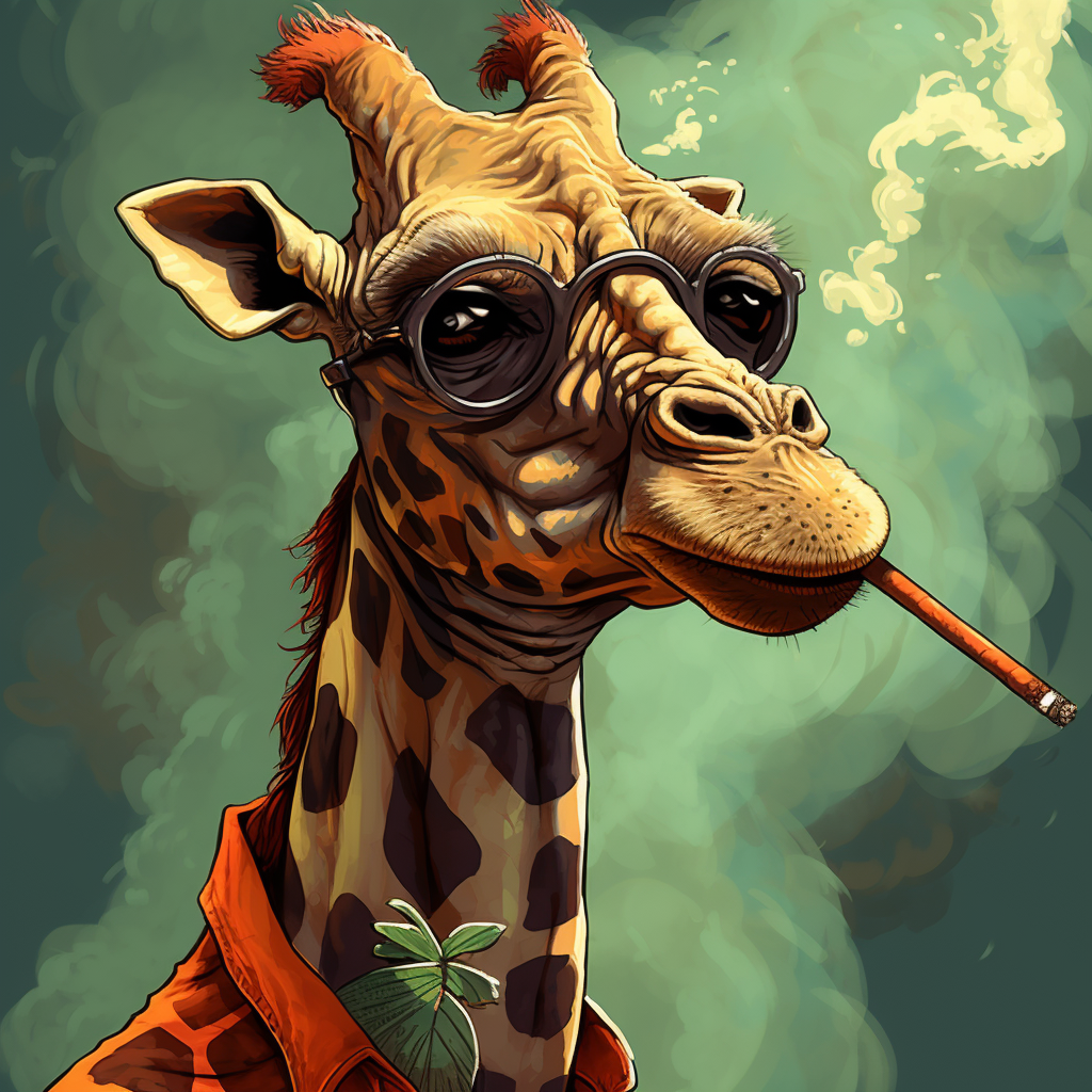 Giraffe smoking joint illustration