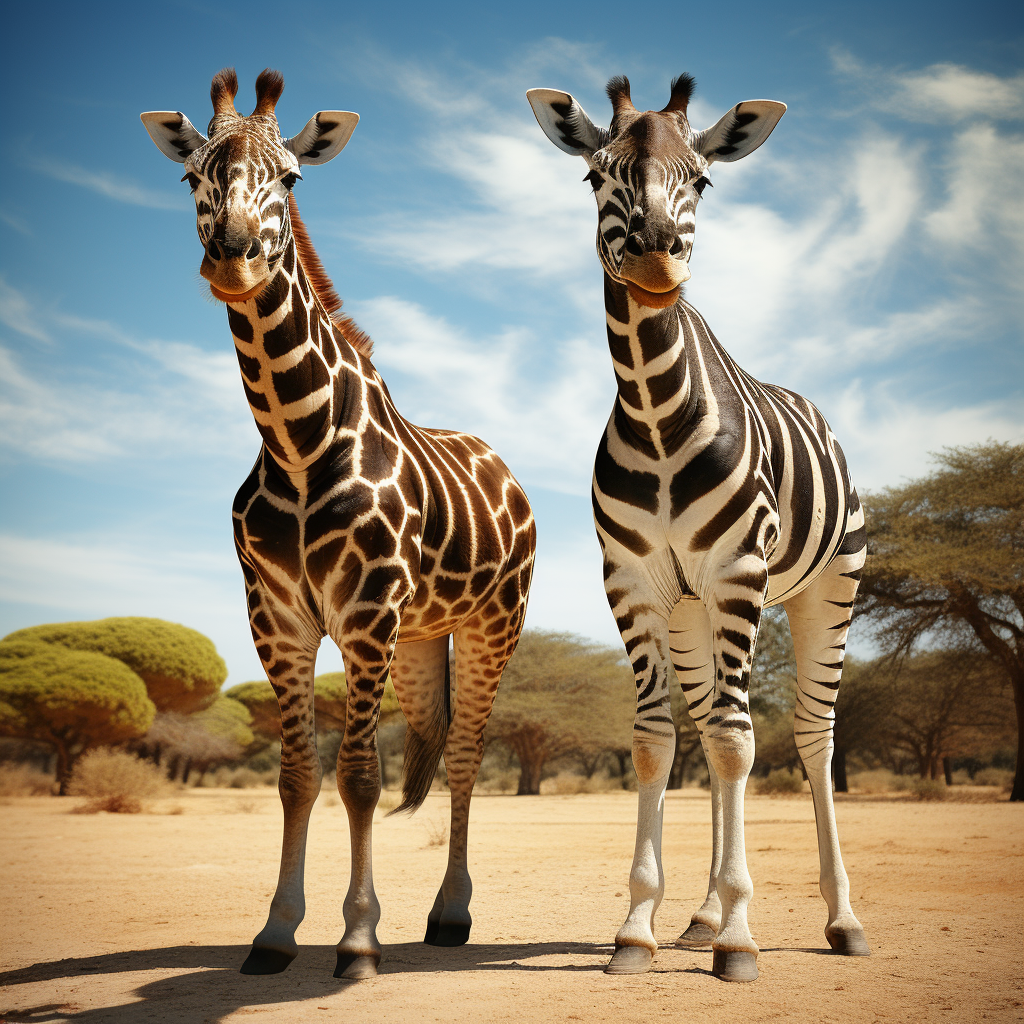 Giraffe and Zebra Together