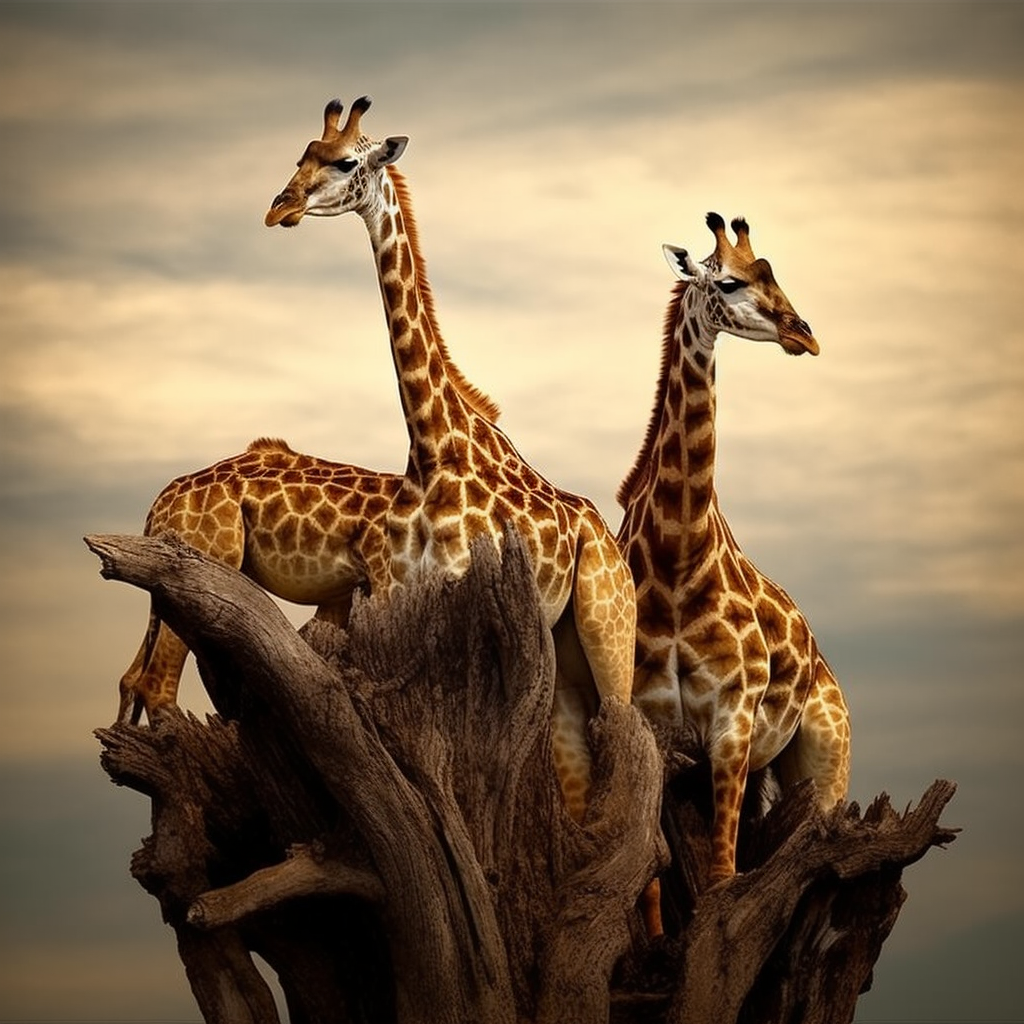 MidJourney Prompt - Giraffes Planking