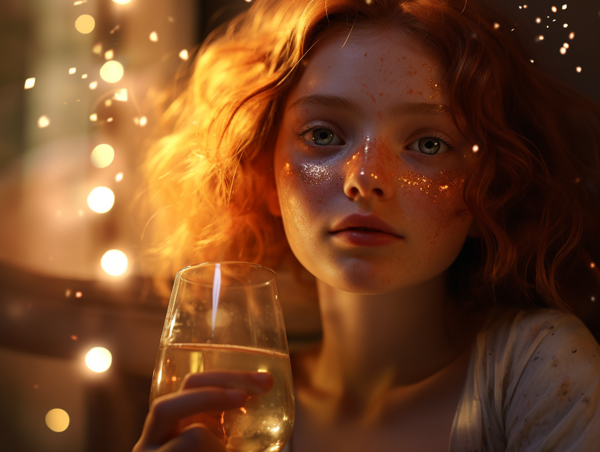 Young girl enjoying champagne celebration