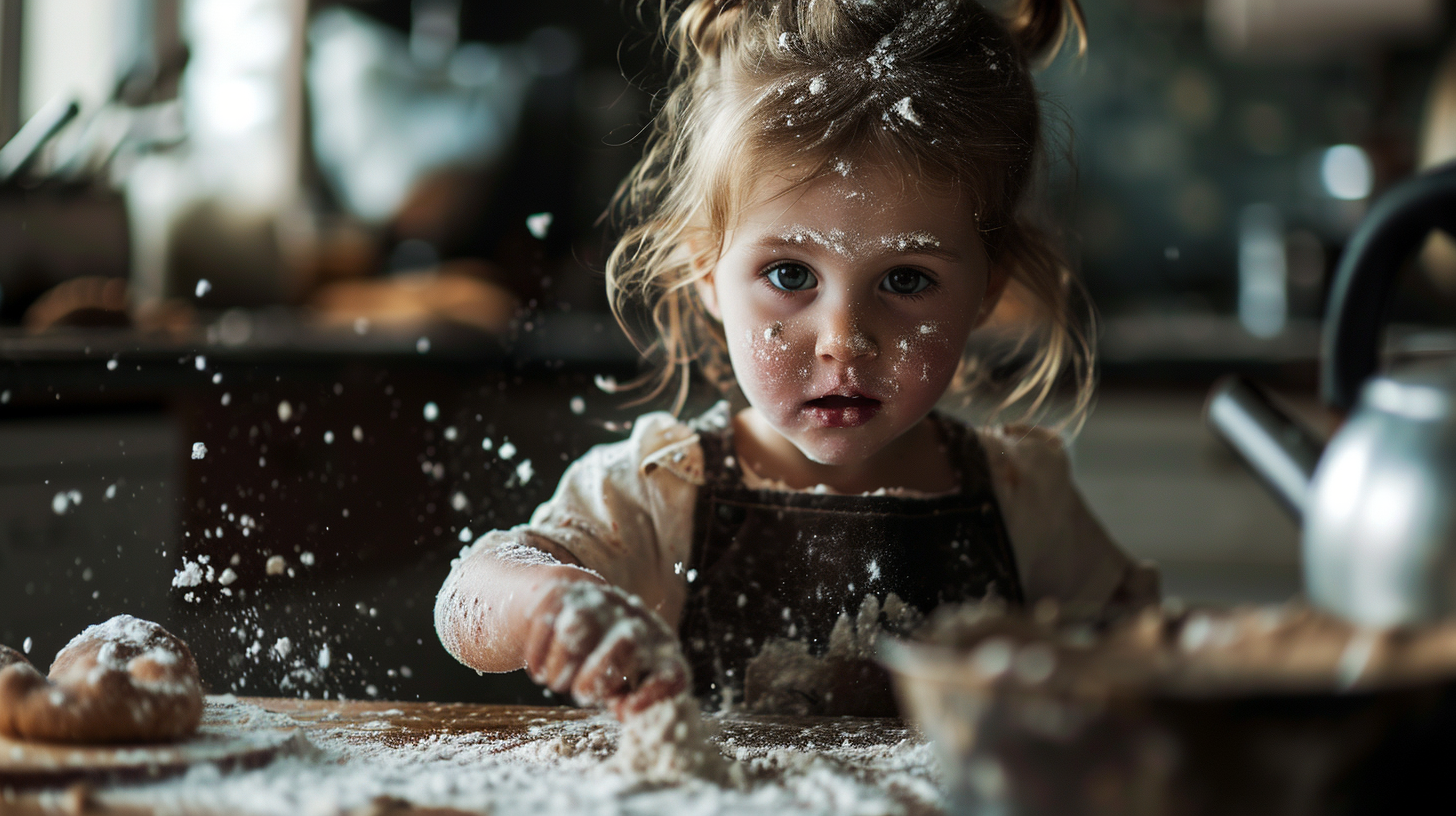 Adorable 5-Year-Old Girl Baking Treats