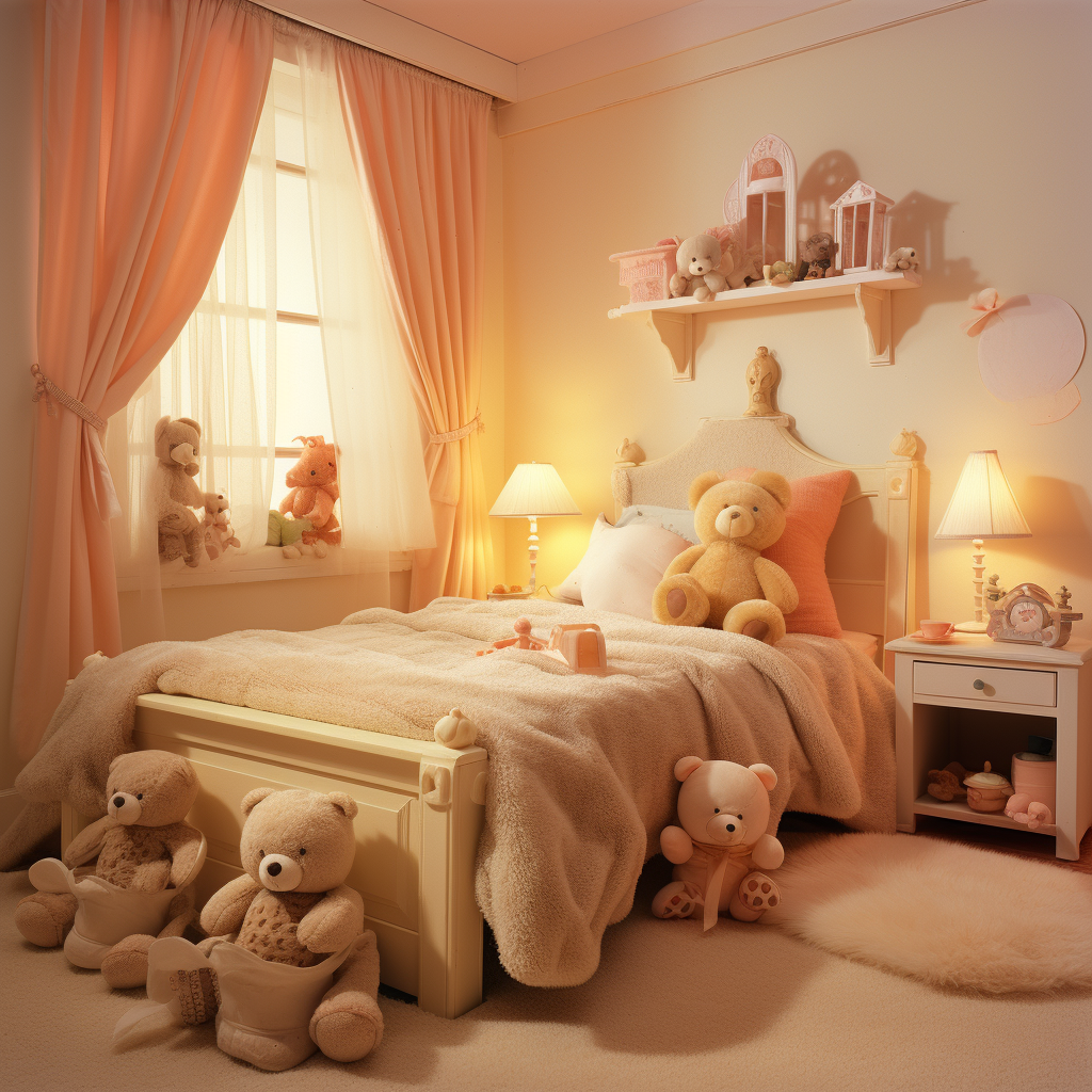 Little girl's bedroom with cream, pink, and orange colors