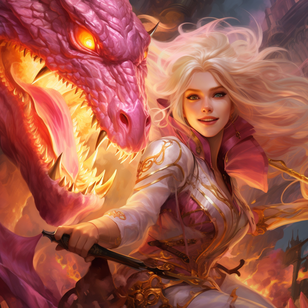 Girl Riding Fire Breathing Dragon