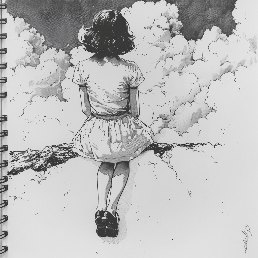 Girl on Cloud Sketch