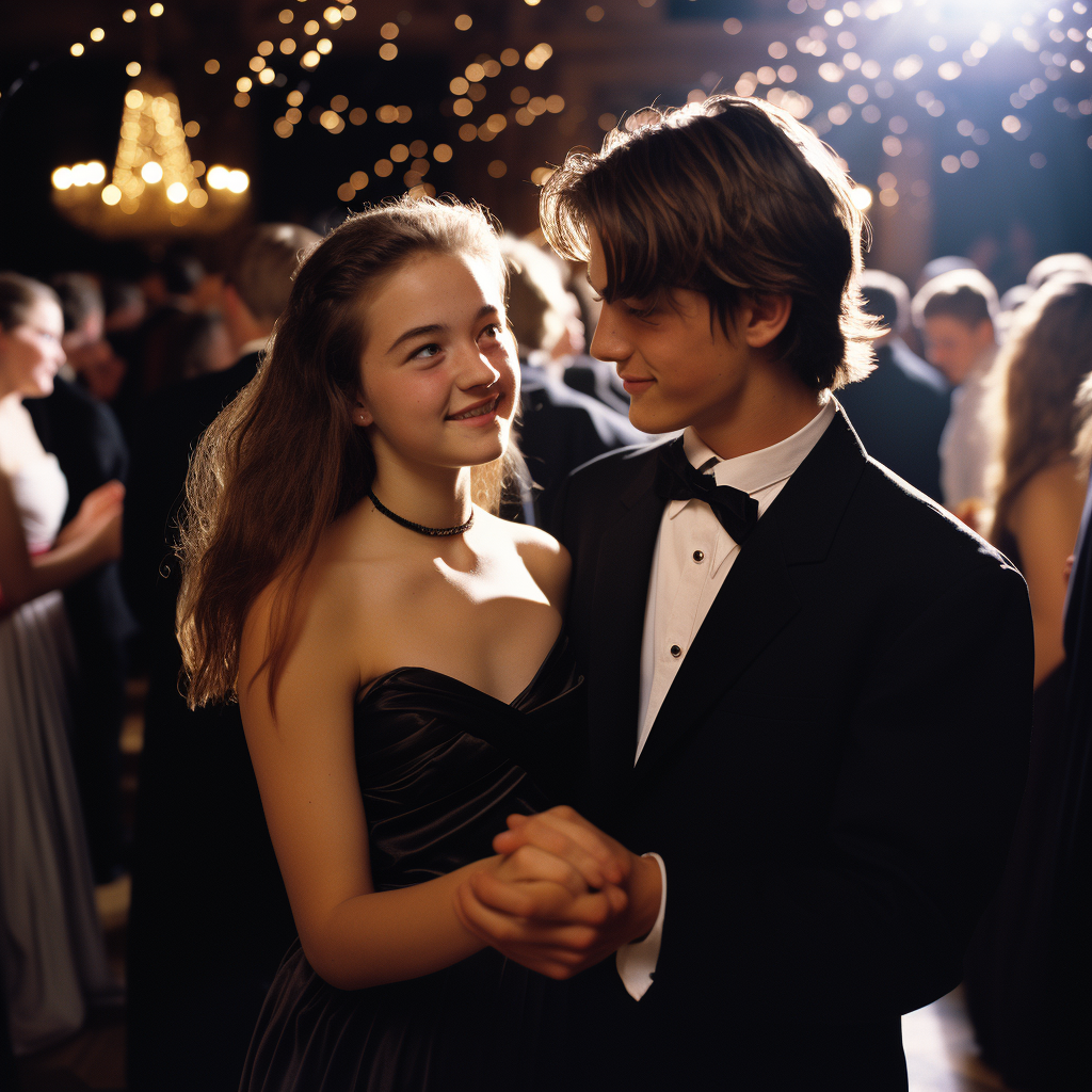 Teenage girl and boy dancing at a ball