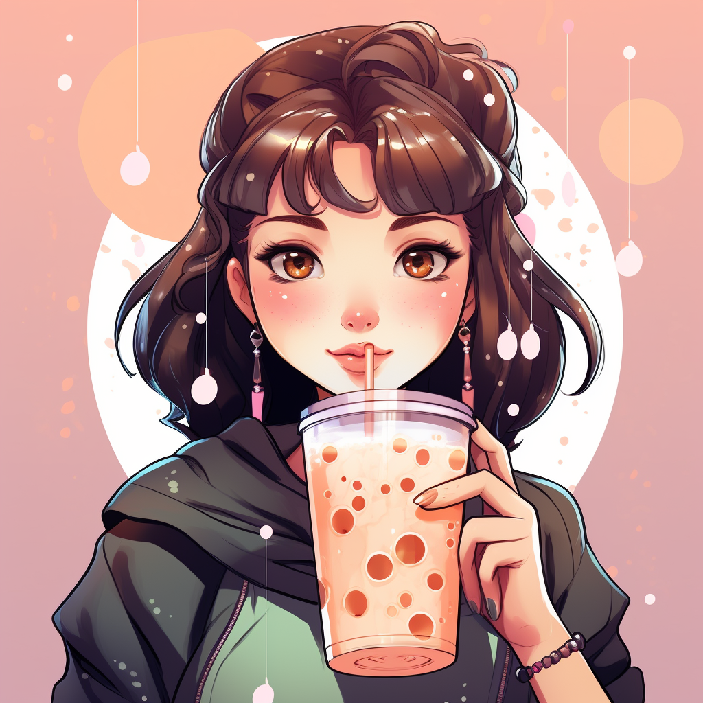 Cute girl enjoying her bubble tea