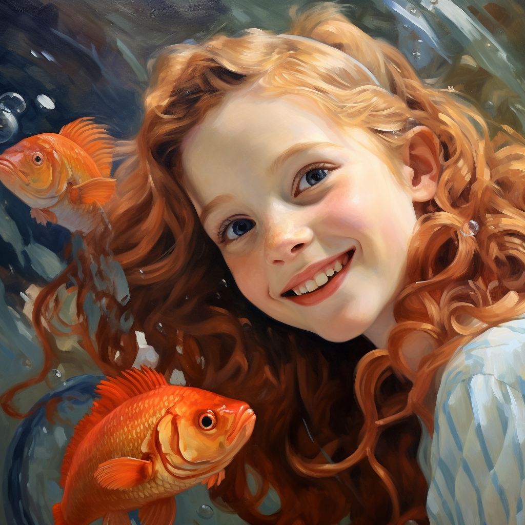 Close-up of a smiling girl's face underwater