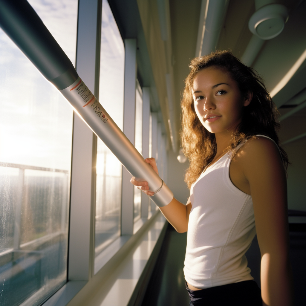 Teen girl holding effervescent tablet tube in fitness studio