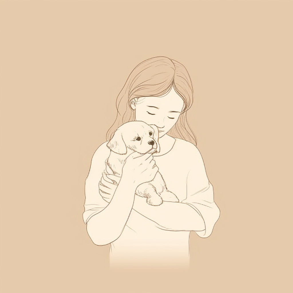 Young girl with cute puppy