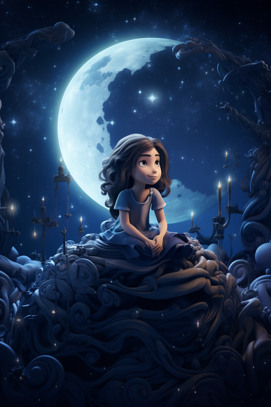 Dreamy girl in the moon poster