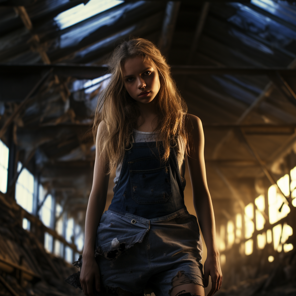 Girl in Industrial Lost Place